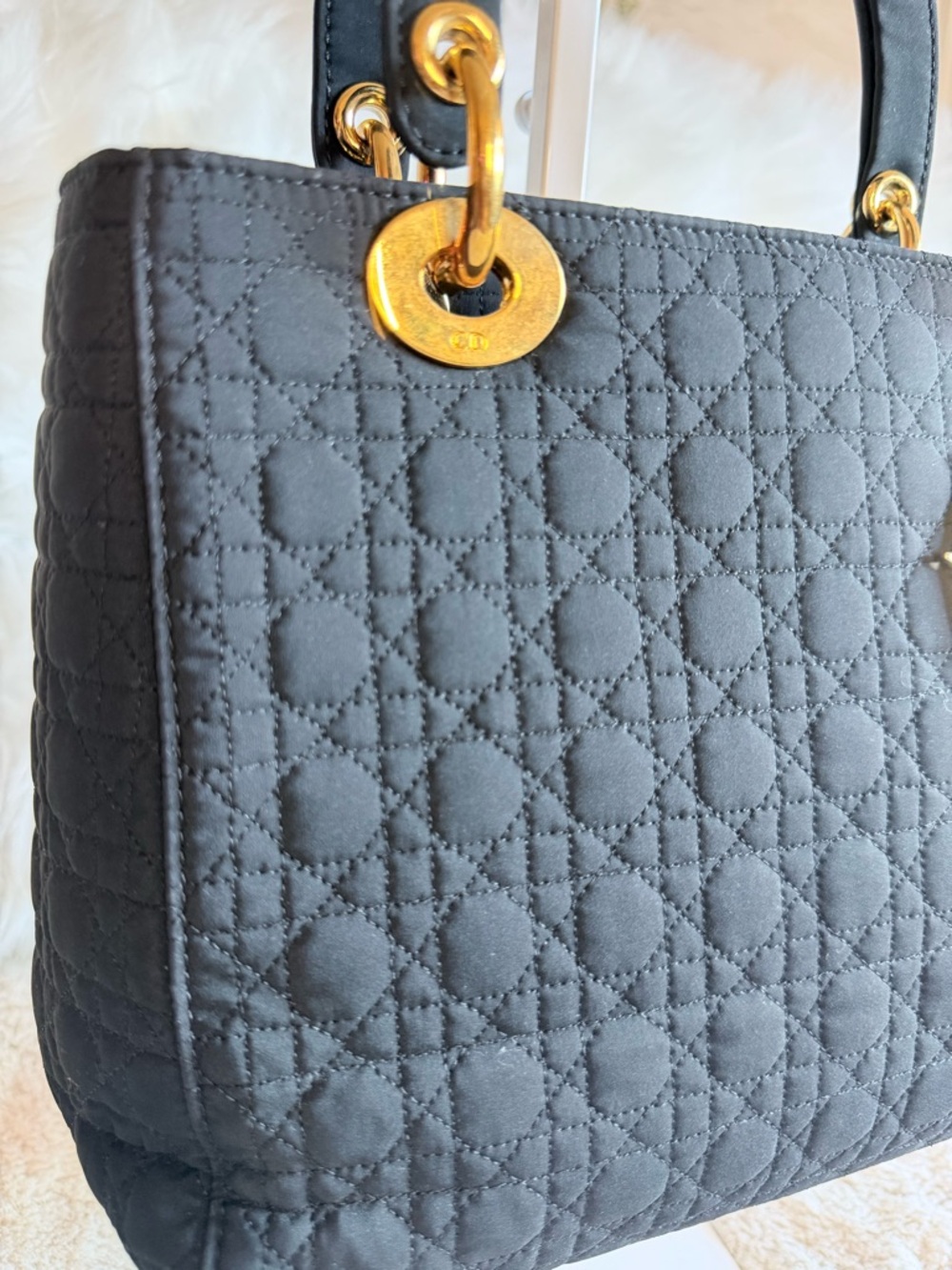 Dior Black Quilted Lady Dior Satchel with Gold Hardware Charms - Picture 3 of 14